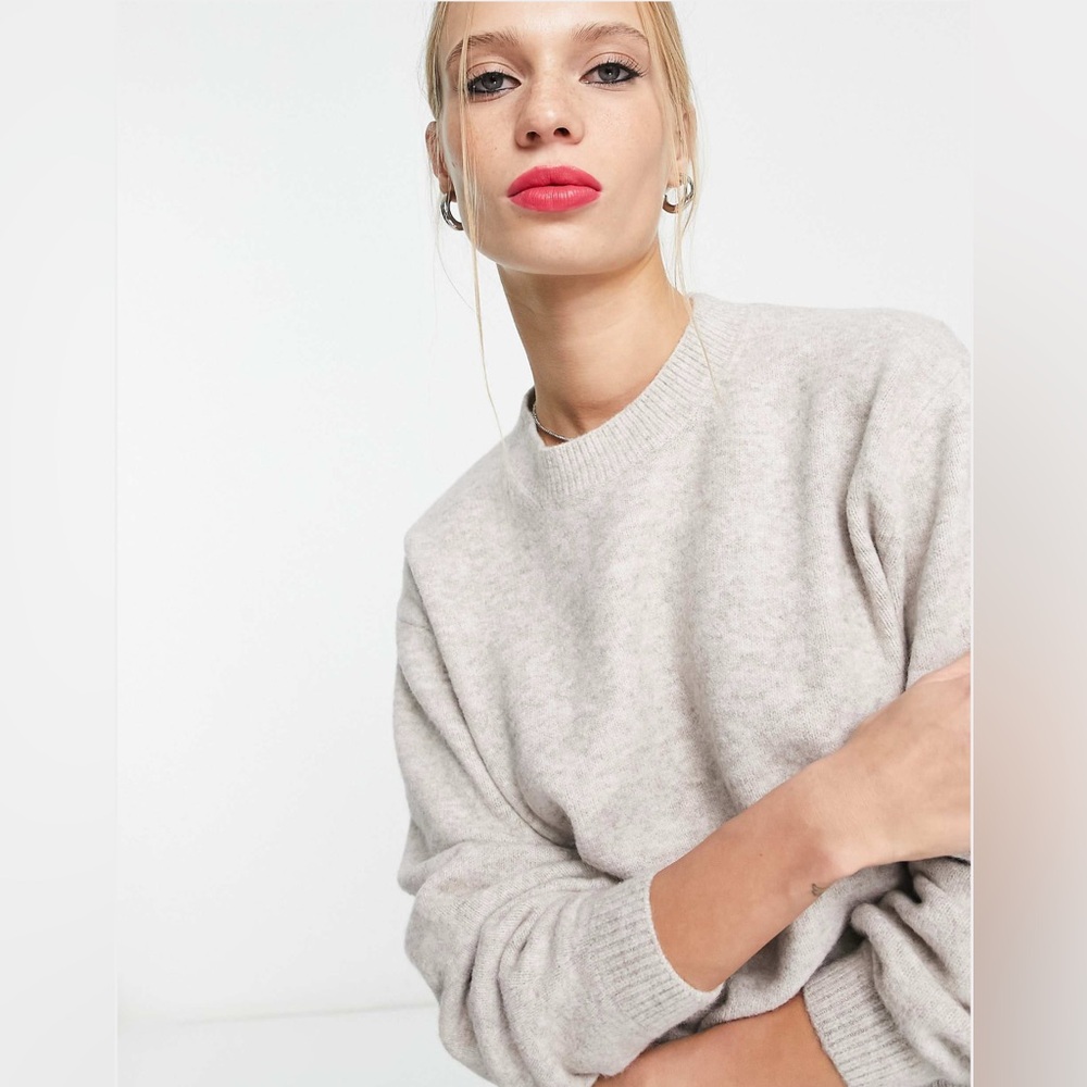 & Other Stories round neck balloon sleeve sweater
